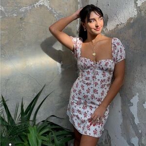 Realisation Par Venus Silk Mini Dress in Pleasures Red White Floral Size Large L